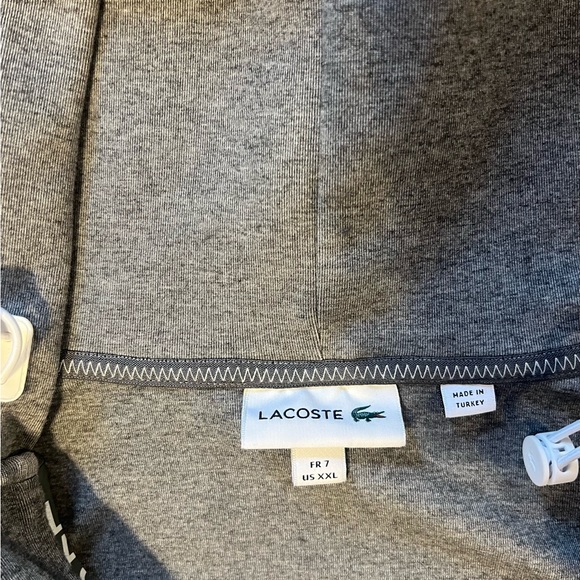 Lacoste Men’s Cotton Blend Lettered Zip-Up Hoodie in Grey - Size XXL - Picture 5 of 6